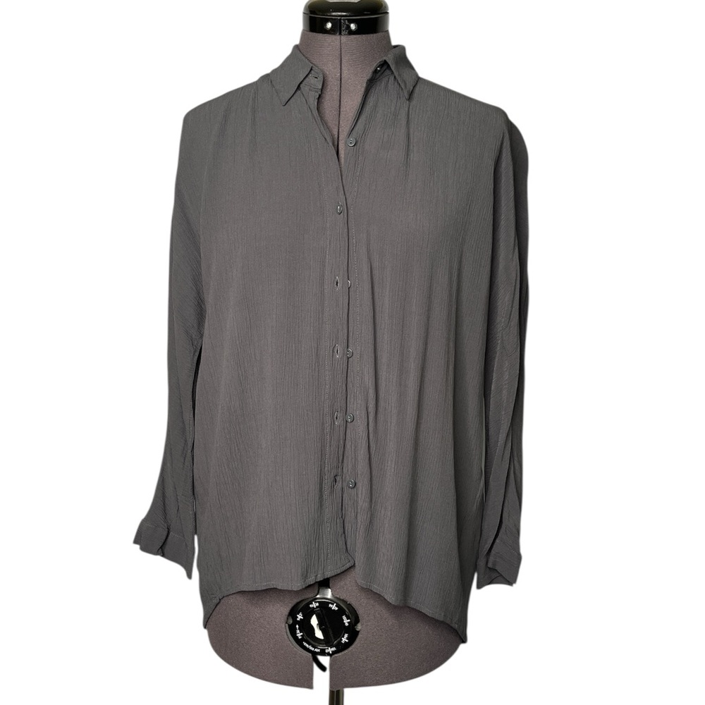 Zara Gray Crinkled Blouse